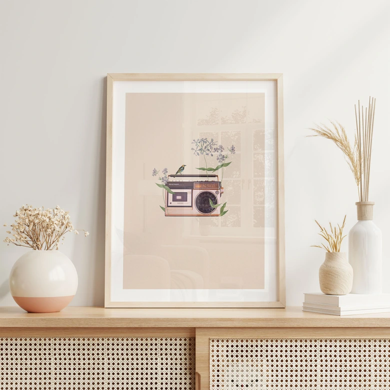 Poster Retro Radio floral - Frida Floral Studio 