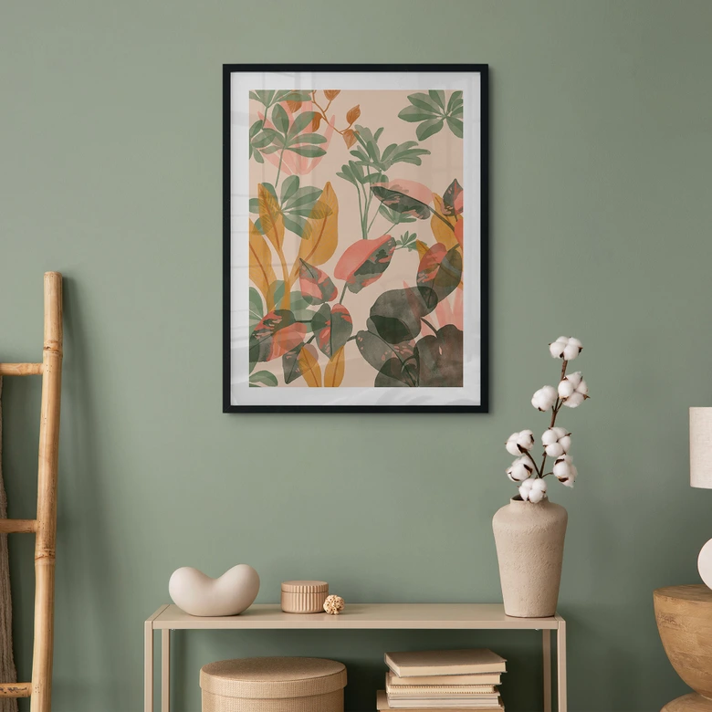 Poster Garten mit tropischen Pflanzen - Goed Blauw 