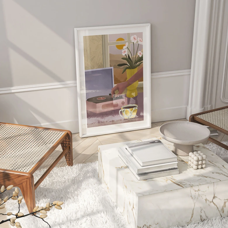 Plakat kaffepause med yndlingsplade - Goed Blauw 