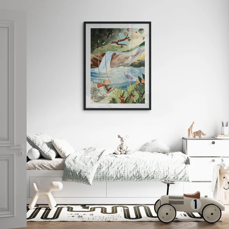 Poster Balançoires dans l'oasis de la nature - Goed Blauw 