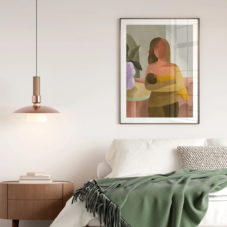 Poster Starke Mutter mit Kind - Goed Blauw 