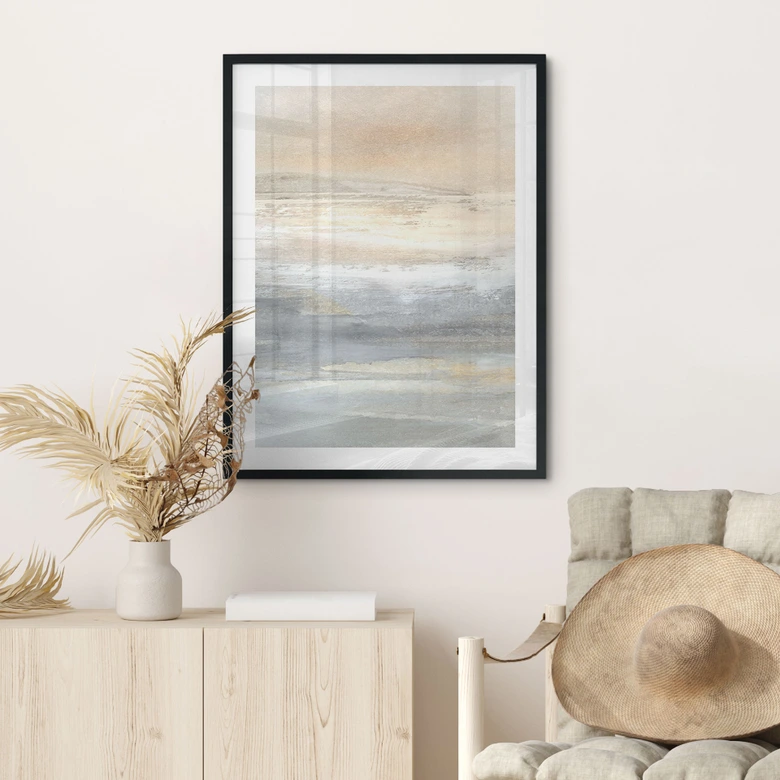 Poster Gold-graue Landschaft aus Pinselstrichen - Hobday 