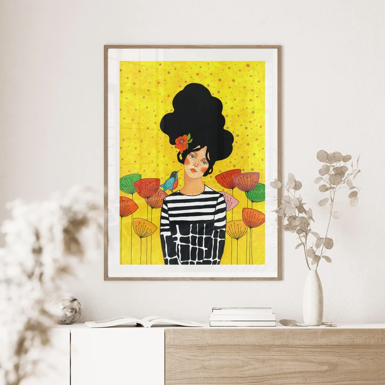 Poster Porträt Frau - Blumenmädchen im Sommergarten - Hülya 