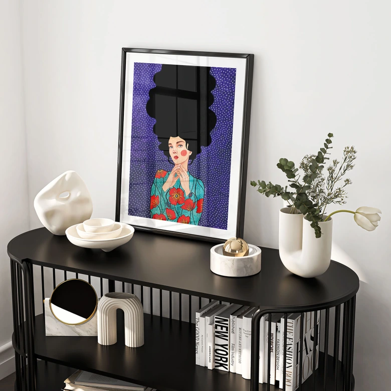 Poster Frau im Mohnblumenkleid - Hülya 