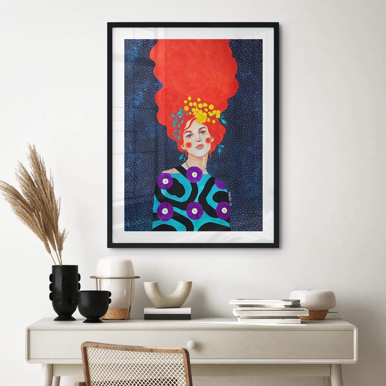 Poster Frau mit Blütenkranz im Haar - Hülya 
