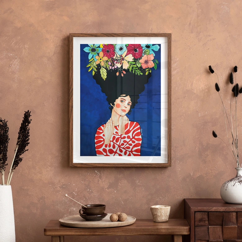 Poster Frau mit Blütenpracht im Haar - Hülya 