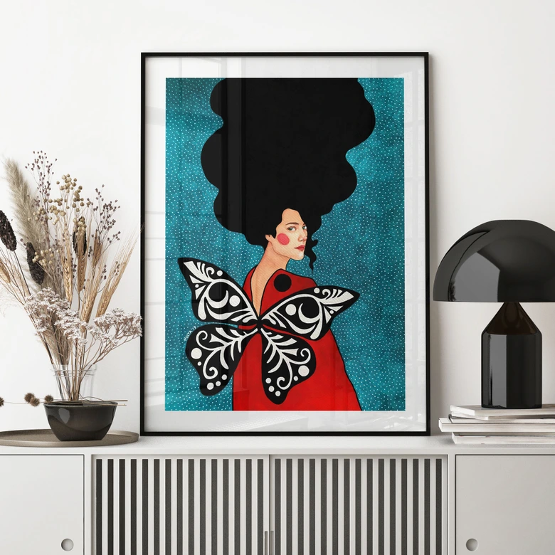 Poster Frau mit Schmetterlingsflügeln - Hülya 