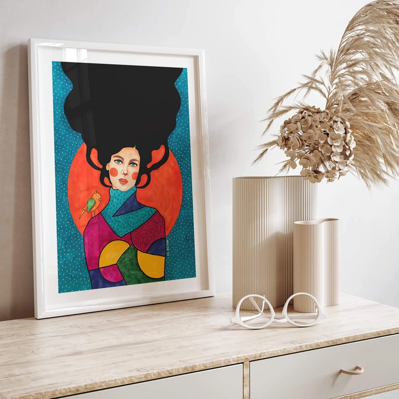 Poster kvinna framför röd måne - Hülya 