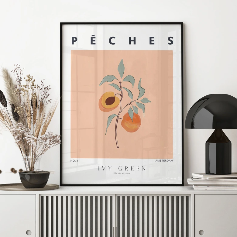 Poster Saftige Pfirsiche - Ivy Green Illustration 