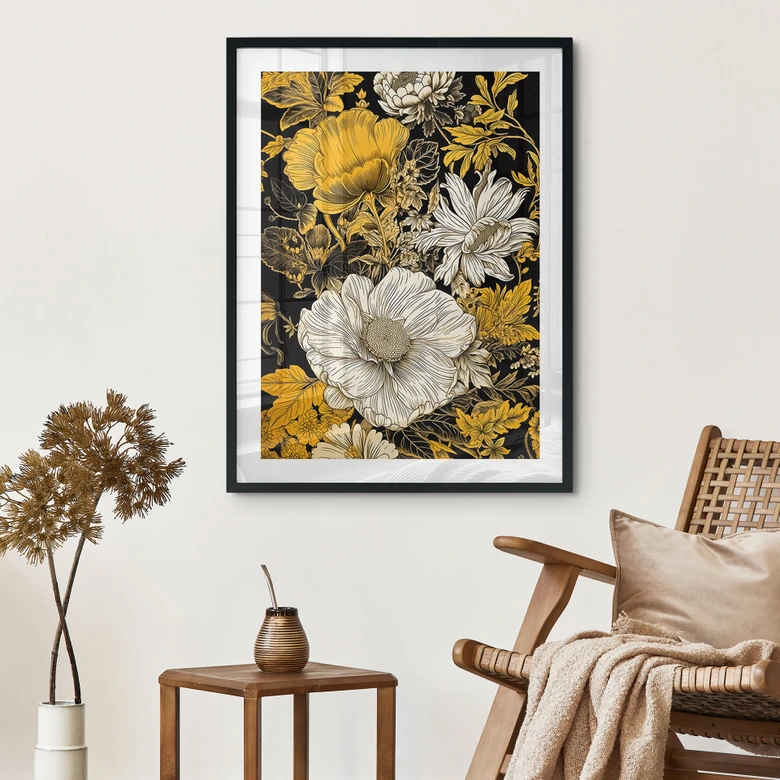 Blumen Poster - Blütenpracht in Ocker - Jaszke 