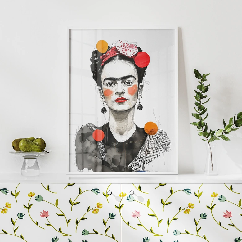 Poster Frida Kahlo Pop-Art Porträt - Jaszke 