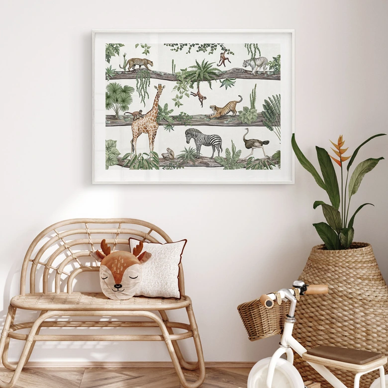 Poster fürs Kindzimmer - Afrikanische Tiere im Dschungel - Kikki Belle 