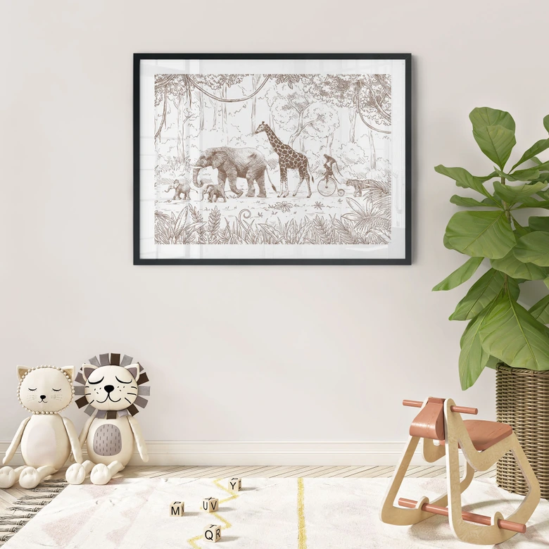 Plakat z paradą w dżungli ze zwierzętami - Kikki Belle 