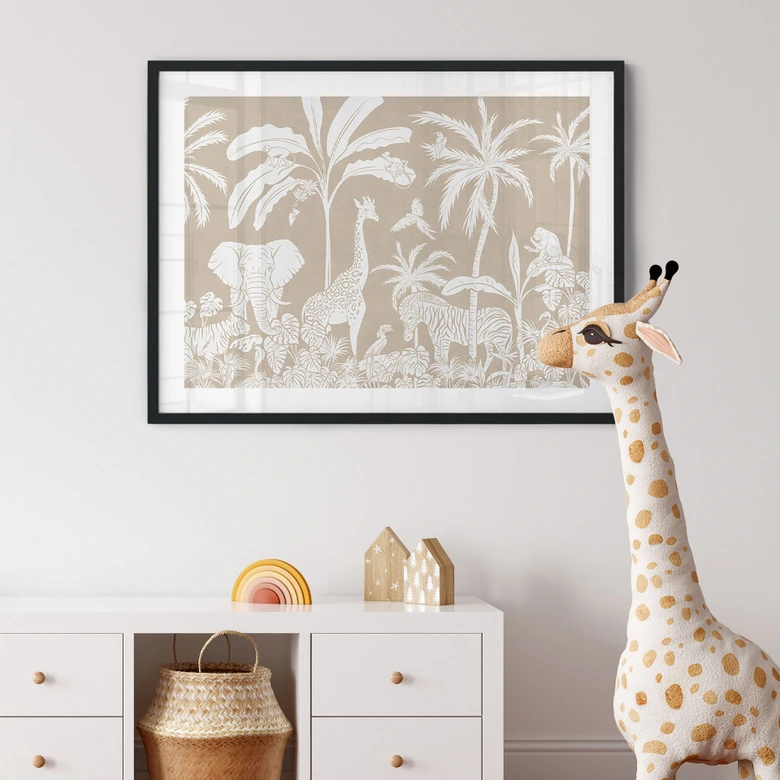 Poster Dschungelträume - Afrikas Tierwelt in Braun - Kikki Belle 