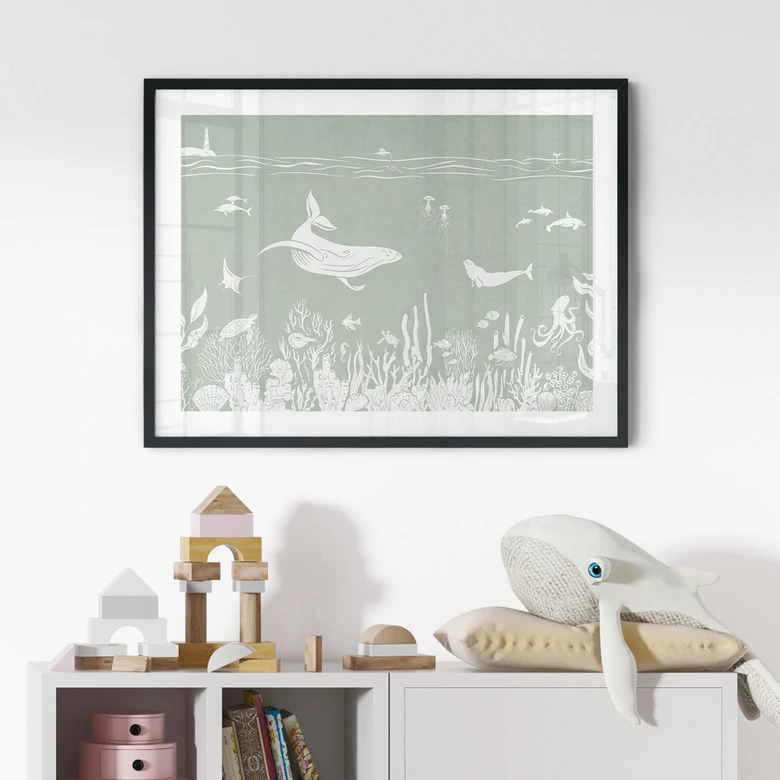 Poster Koraalrif en zeedieren - Een reis door het groen - Kikki Belle 