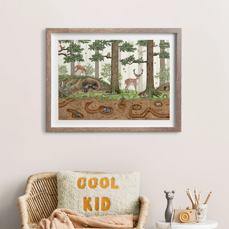 Poster fürs Kinderzimmer - Wimmelbild Waldtiere - Kikki Belle 
