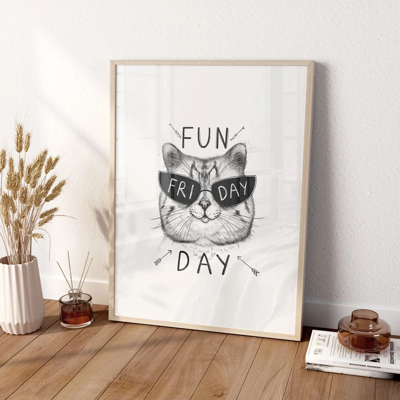 Póster gato con gafas de sol - Fun Friday Cat - Korenkova 