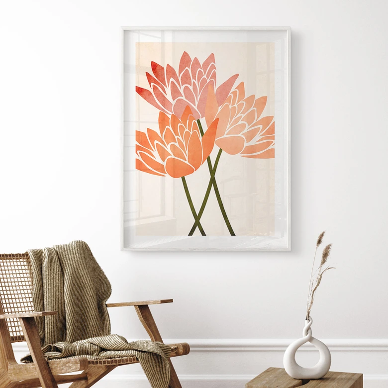 Poster Farbenfrohe Lotusblumen - Kubistika 