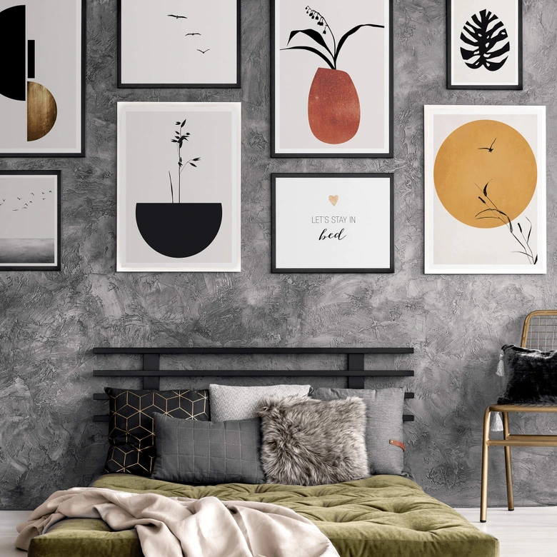 Poster Kubistika - Empreinte dorée 