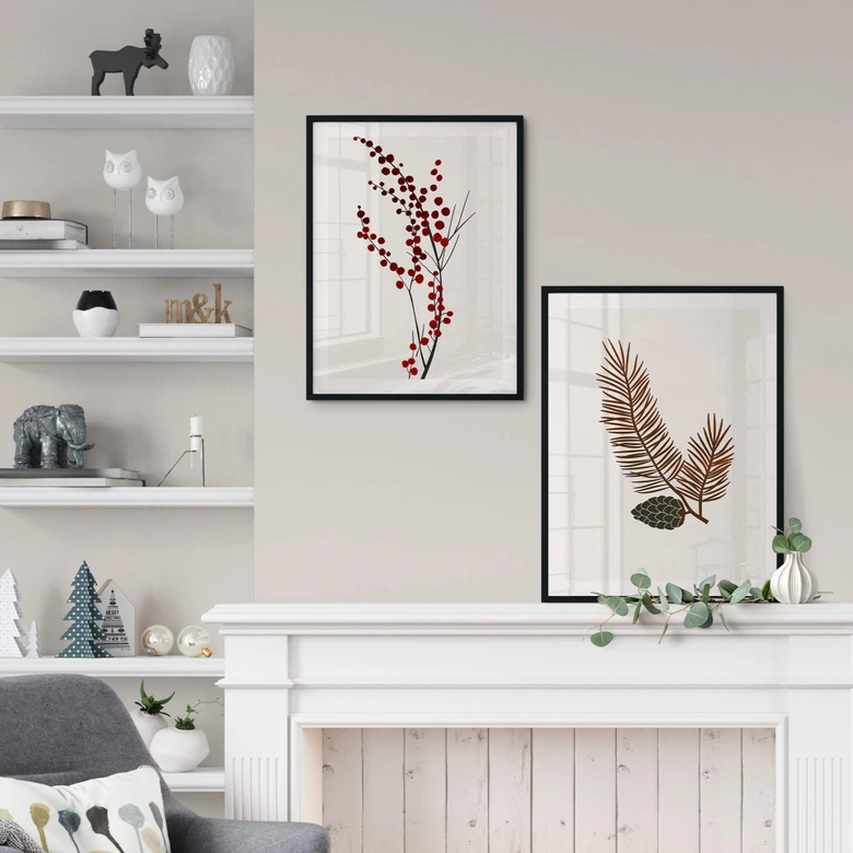 Poster Kubistika - Tallkotte på en gren 