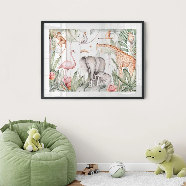 Poster Afrikanische Tiere im Regenwald - Kvilis 