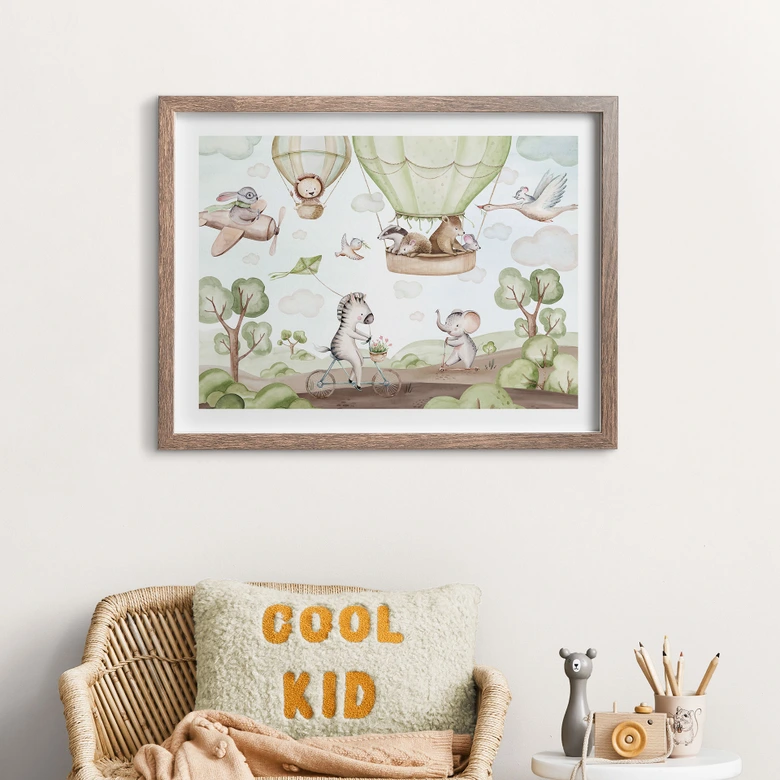 Poster für Kinder - Ballonfahrt der Tierfreunde - Kvilis 