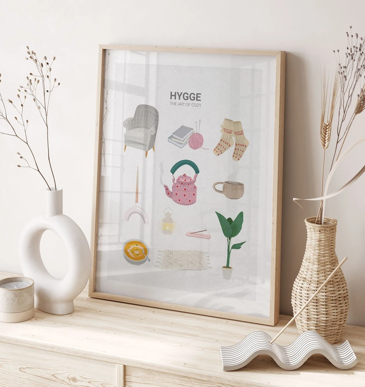 Poster Cozy Vibes mit Hygge-Deko - Lizde 
