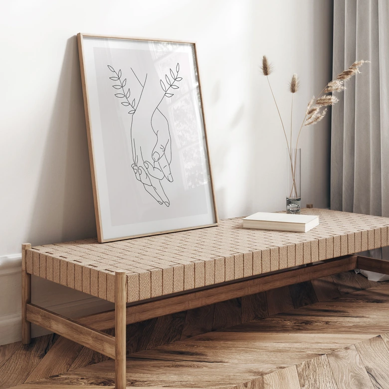 Poster Line Art - Geliefden die elkaars hand vasthouden - Lizde 