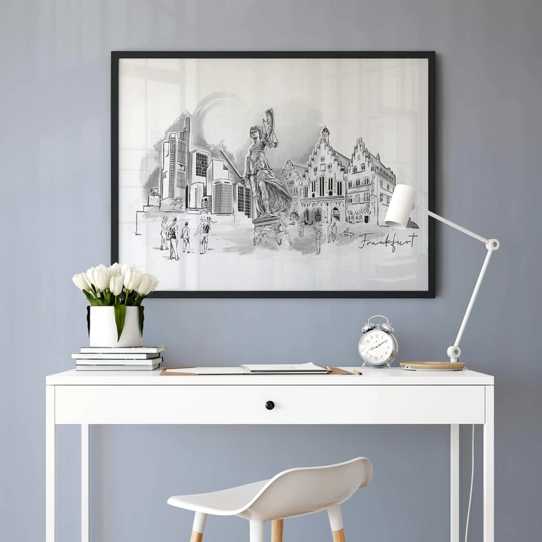 Poster Frankfurt - Svartvitt - Love your City 