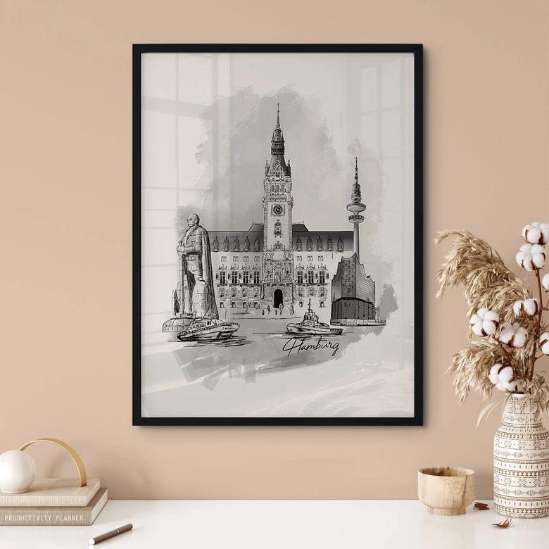 Plakat Hamburg - czarno-biały - Pokochaj swoje miasto 