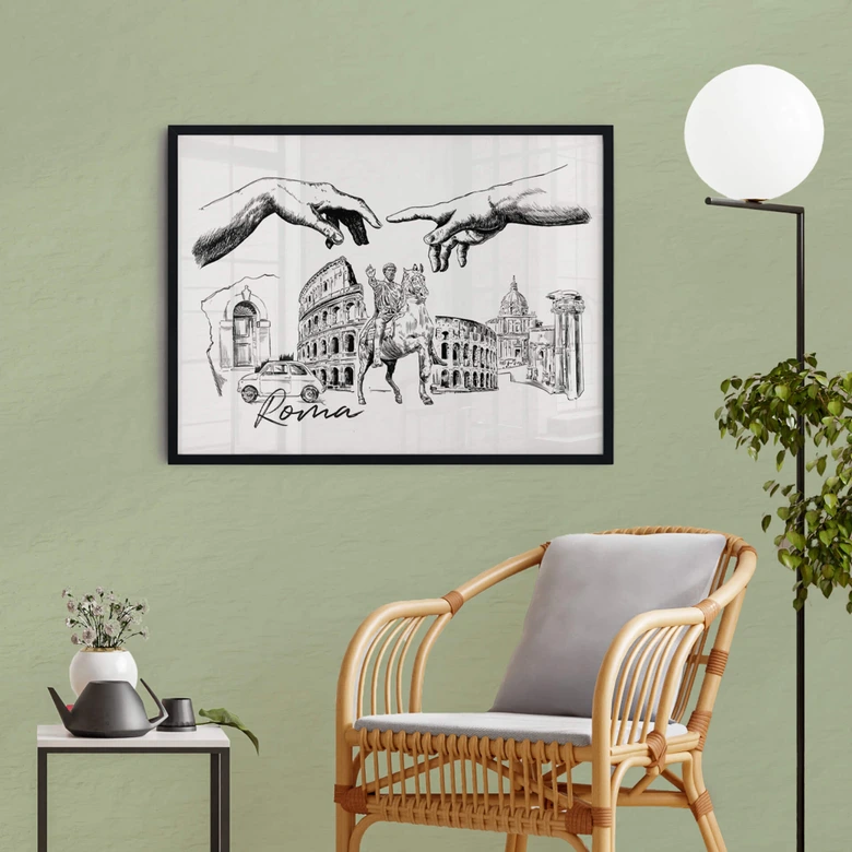 Poster Roma - Schwarz-Weiß - Love your City 