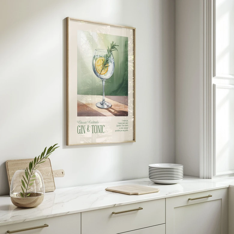 Cocktail time-out plakat med gin og tonic | Til køkken og spisestue - Magnusson 