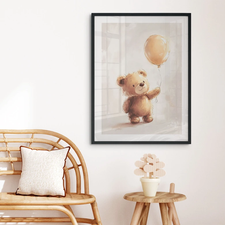 Plakat Lille bamse med ballon - Magnusson 