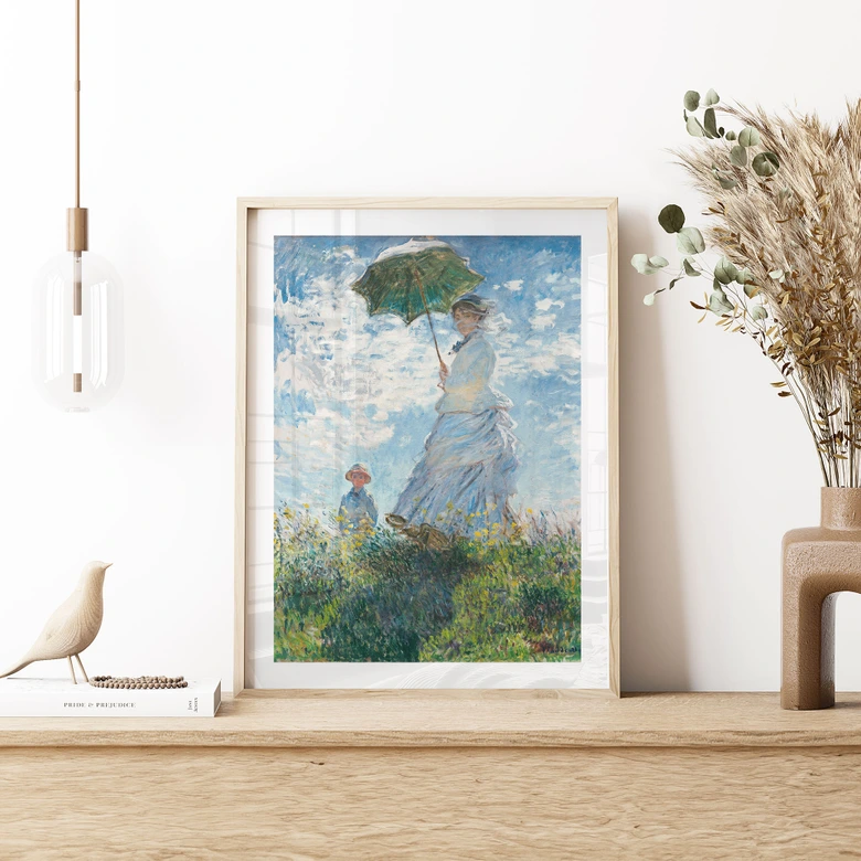 Poster Monet - Frau mit Sonnenschirm - Madame Monet und ihr Sohn 