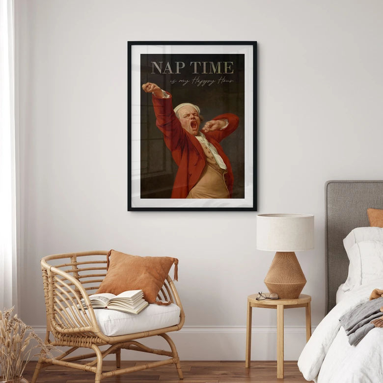 Poster Nap Time - Inspiriert von Ducreux - Selbstportrait 