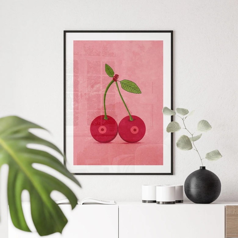 Plakat med sensuelle kirsebær - Oltmanns 