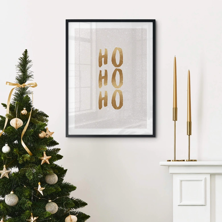Poster Weihnachten - Ho Ho Ho in Gold - Orara Studio 
