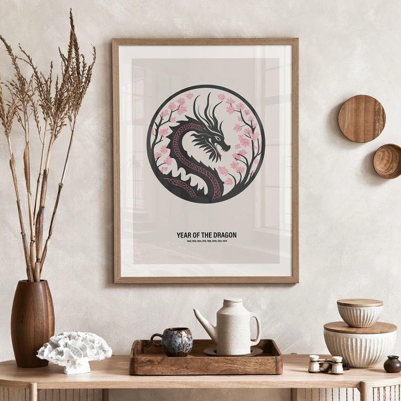 Poster Chinees dierenriemteken - Jaar van de Draak - Paperago 