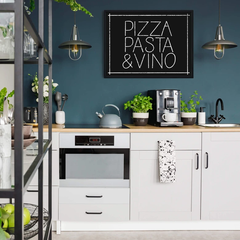 Poster Pizza Pasta & Vino svart 