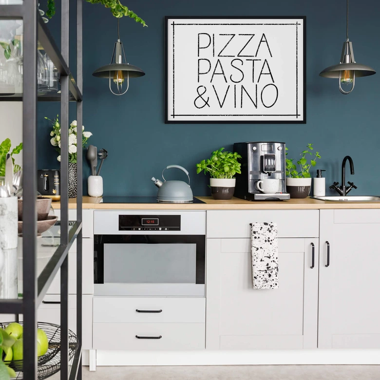 Poster Pizza Pasta & Vino blanc 