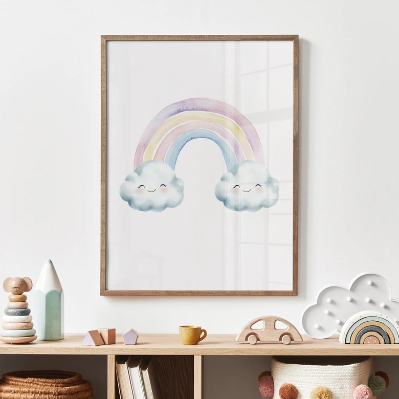 Poster für Kinder - Regenbogenzauber in Pastell 