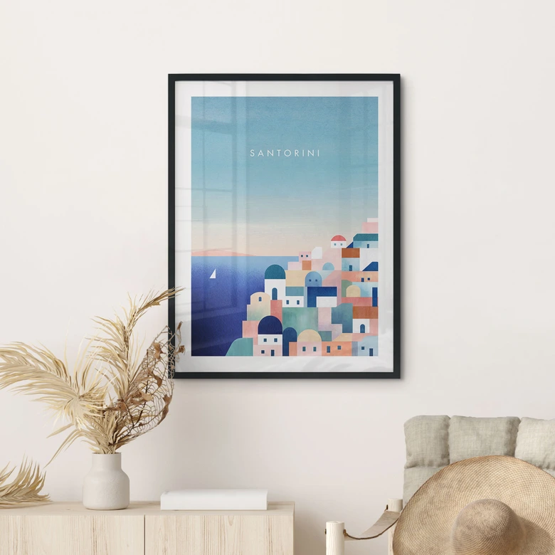 Póster casas de Santorini - Ríos 