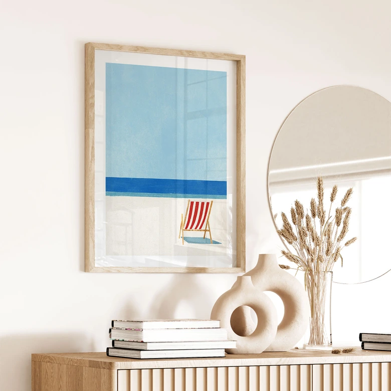 Beach Poster deck chair with sea view - Rivers 