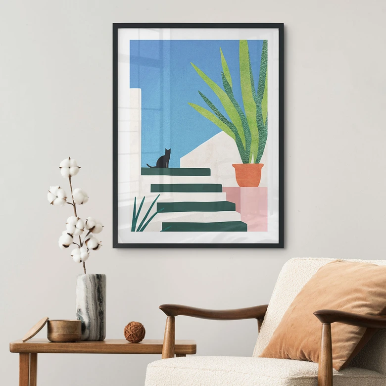 Poster Schwarze Katze in Griechenland - Rivers 
