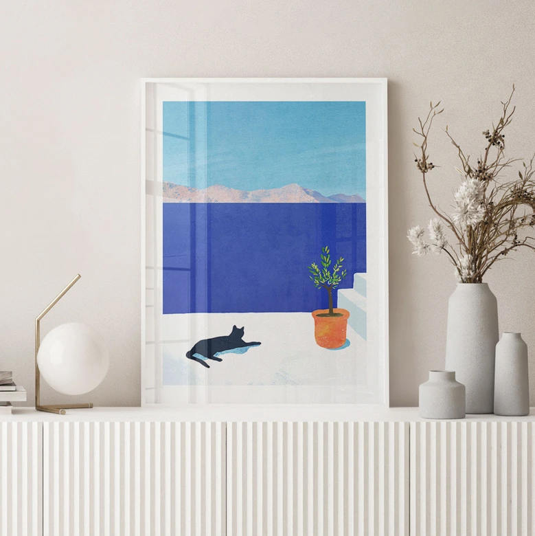 Poster Sommermotiv - Siesta mit Katze am Meer - Rivers 