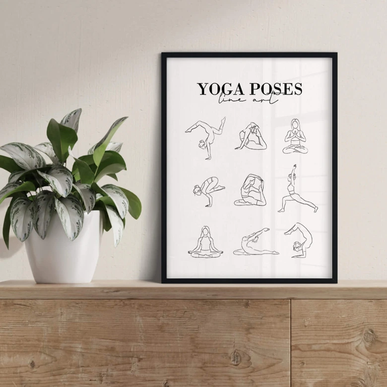Plakat - Yoga Poses - Line Art 