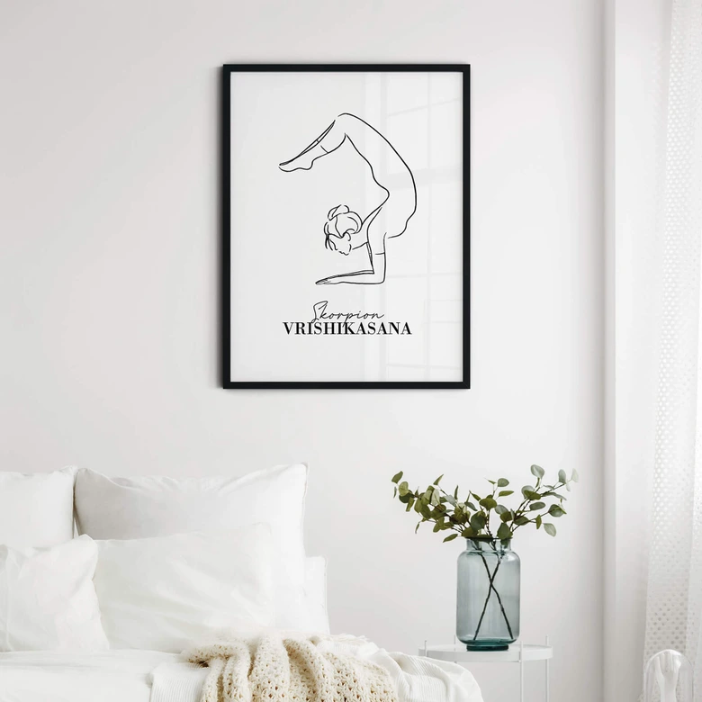 Poster Yoga Skorpion - Line Art 
