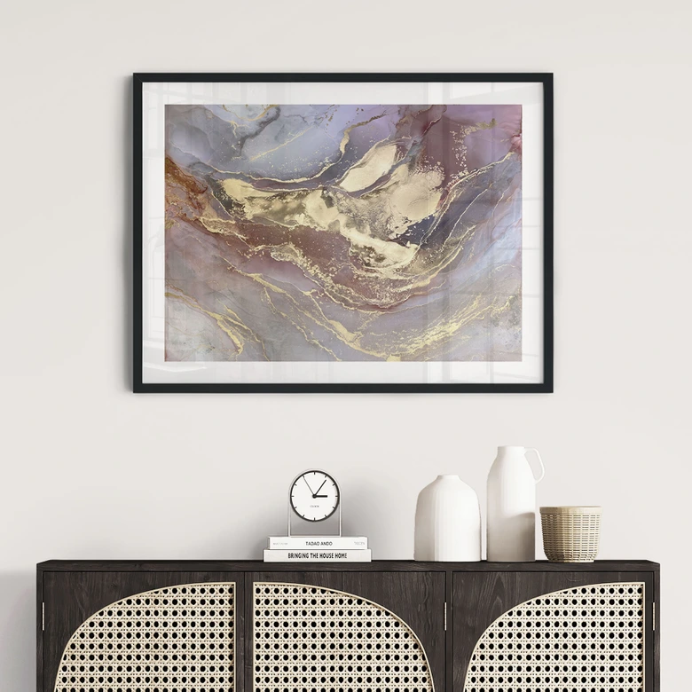 Poster Edle Strukturen in Gold und Violett - Shelest 