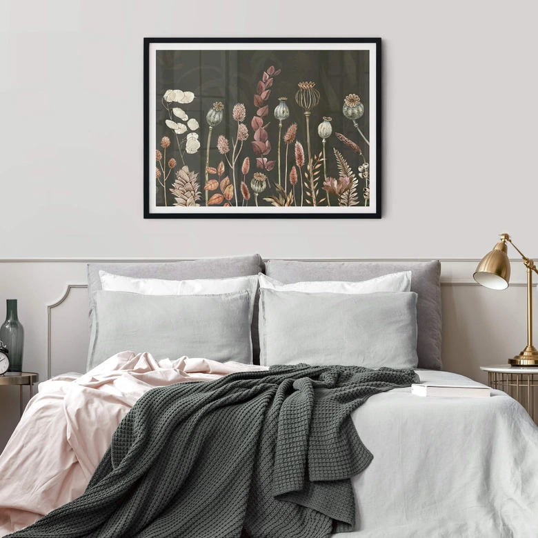 Poster Sir Edward - Torkade blommor Oliv 