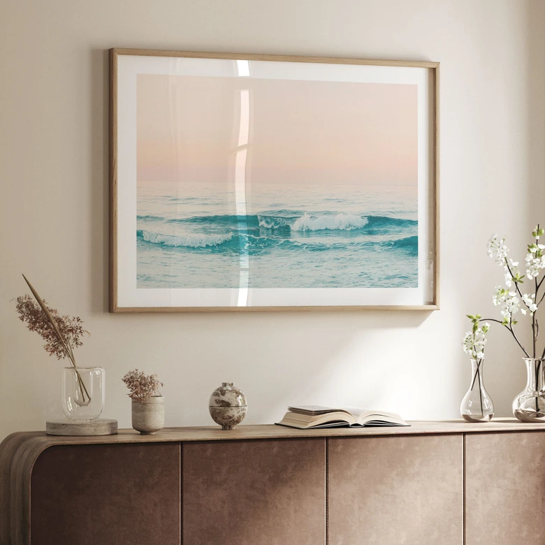 Poster Blaues Meer trifft auf rosa Himmel in Griechenland - Sisi & Seb 